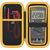 Case for Fluke 15B+ / 17B+ Digital Multimeter, Case Only | Carrying Case, Water-resistant &amp; Shock-resistant, Mesh Pocket Stores Test Leads, AAA batteries