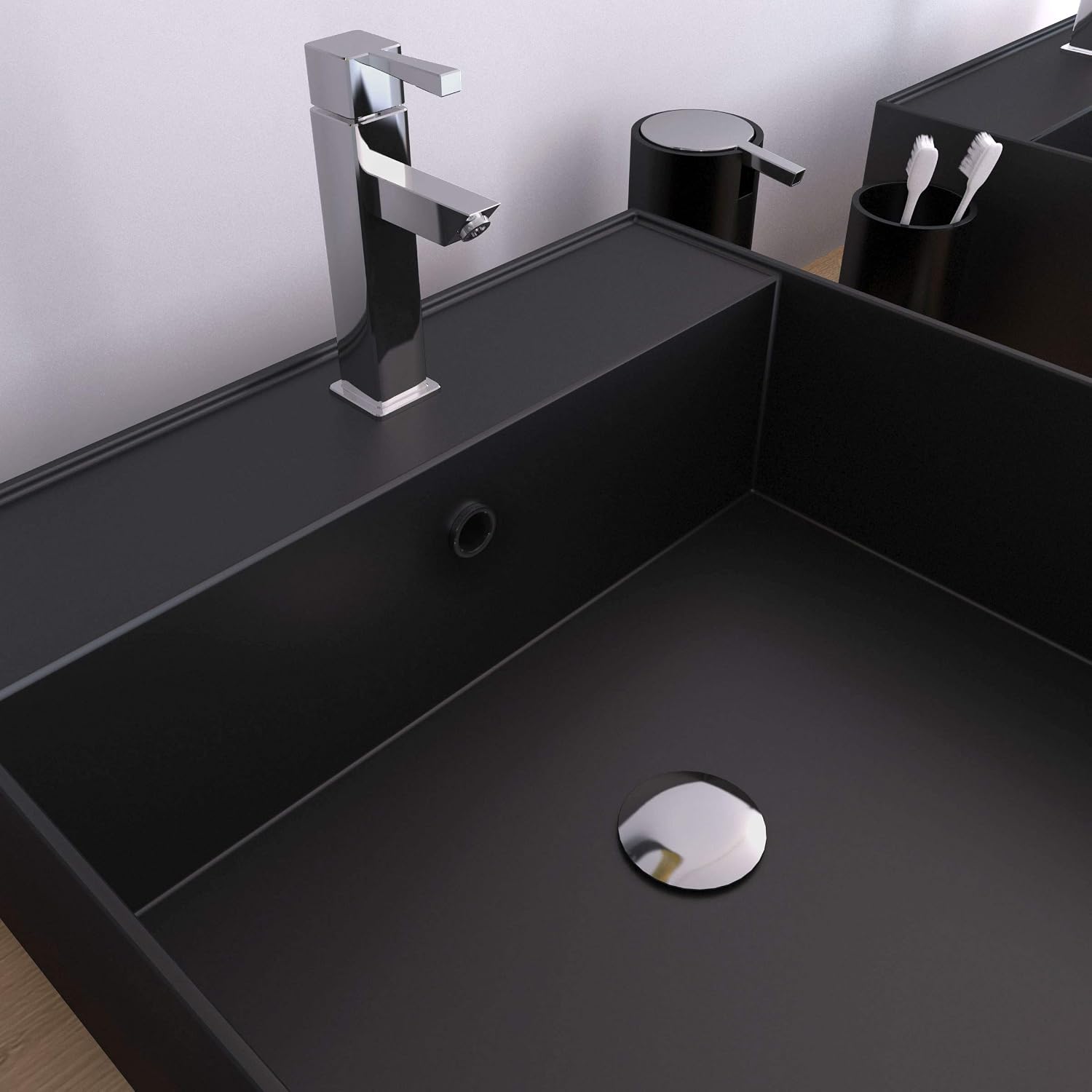 AURLANE Squary Dark Square Ceramic Basin 40 x 40 x 14 cm Black - Image 3