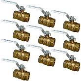 [10-Pack] PROCURU 1/2-Inch FIP Female NPT Threaded (FxF) Heavy Duty Brass Ball Valve, Full Port, 600 WOG, LF Certified Safe (3BT050-10P)