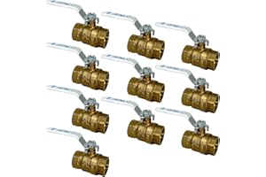 [10-Pack] PROCURU 1/2-Inch FIP Female NPT Threaded (FxF) Heavy Duty Brass Ball Valve, Full Port, 600 WOG, LF Certified Safe (3BT050-10P)