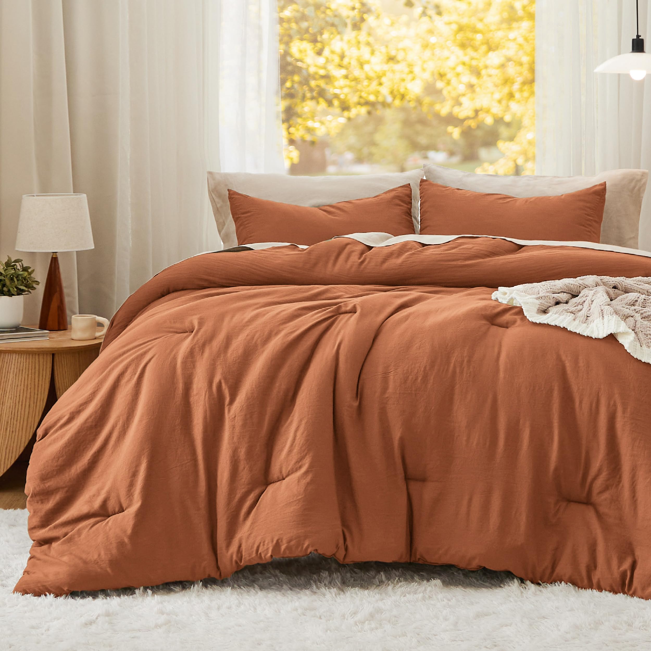 Bedsure Twin/Twin XL Comforter Set, Burnt Orange