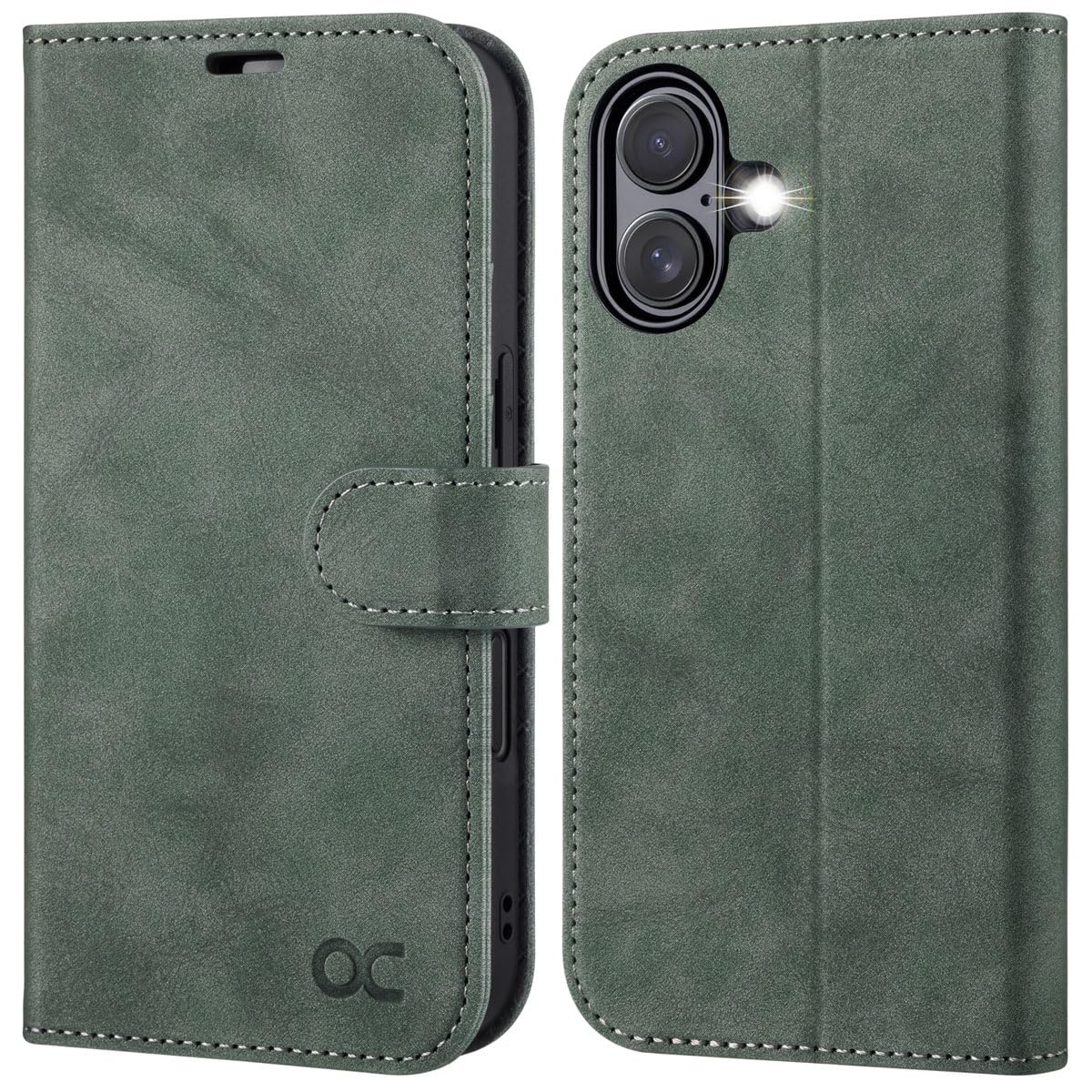 Photo 1 of OCASE Compatible with iPhone 17 Wallet Case, PU Leather Flip Folio Case with Card Holders RFID Blocking Kickstand [Shockproof TPU Inner Shell] Phone Cover 6.3 Inch 2025, Suede Grayish Green