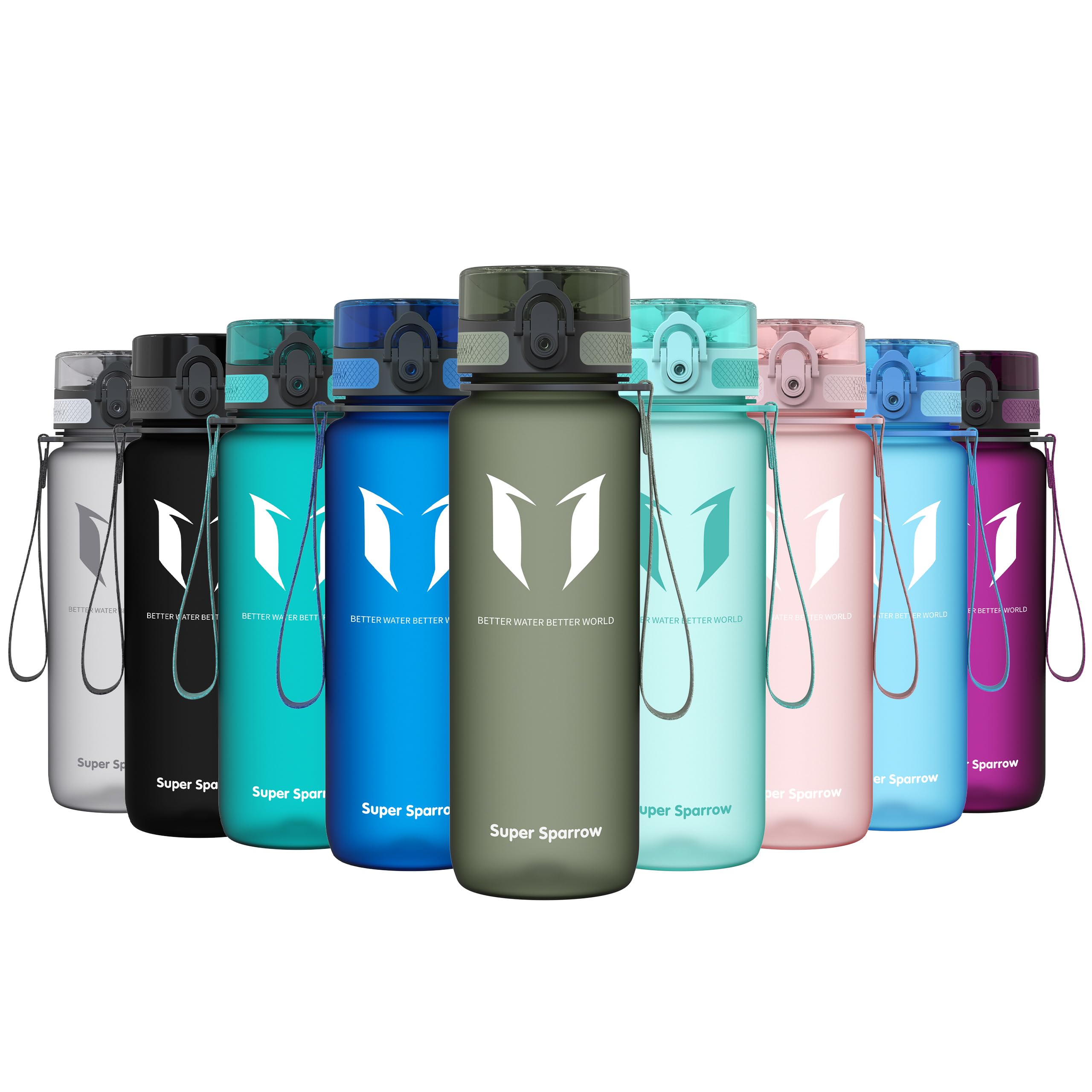 Super Sparrow Sports Water Bottle - 750ml - Non-Toxic BPA Free & Eco-Friendly Tritan Co-Polyester Plastic - For Running, Gym, Yoga, Outdoors and Camping