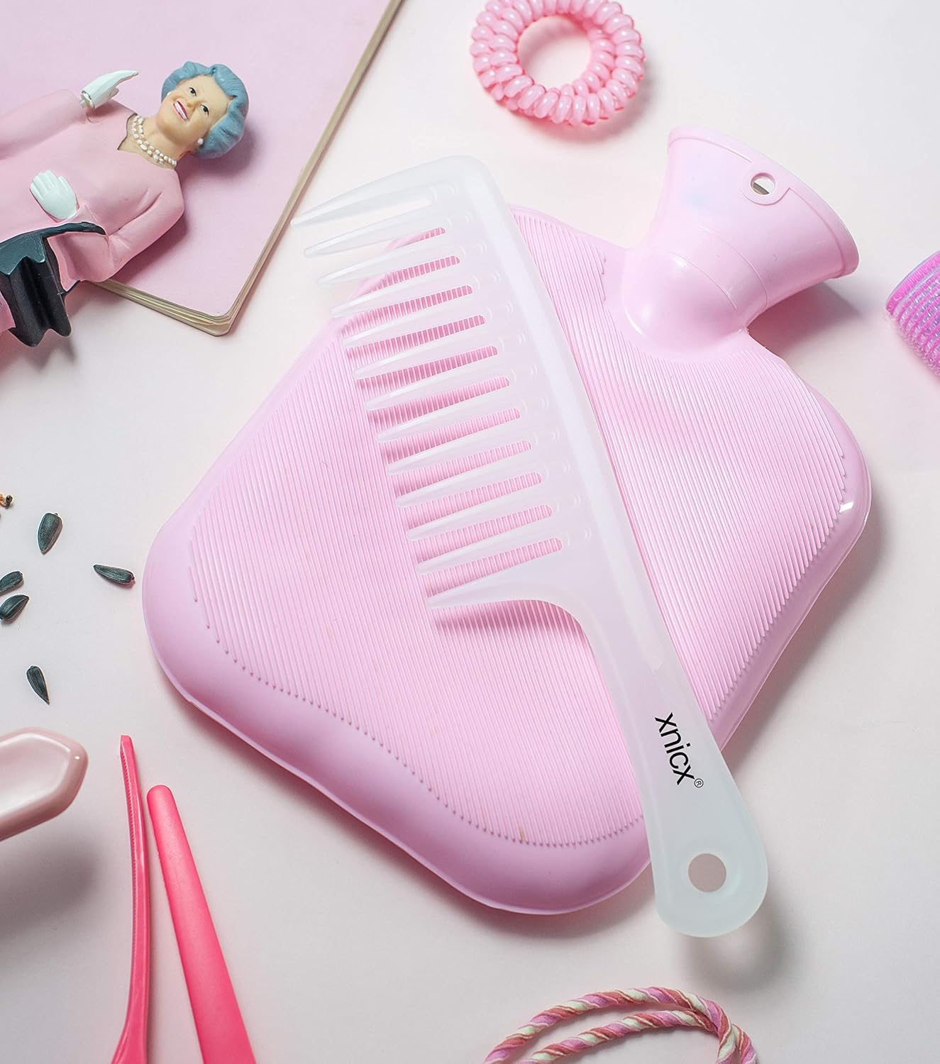 xnicx Wide Tooth Comb Detangling HairBrush Wide Comb Detangler Comb Paddle Hair Comb Care Handgrip Comb for Long Wet or Curly Blood Circulation Clear - Image 3