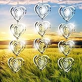 Bird Deterren for Outside Patio,Bird Scare Devices Discs Reflectors Stainless Steel Wind Spinners Reflective Heart Metal Bird Repellen to Keep Birds Away Porch Garden Yard Sparkly Double Side Spinners