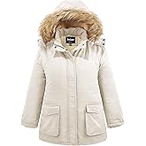 Soularge Women's Winter Plus Size Sherpa Lined Jacket with Detachable Hood
