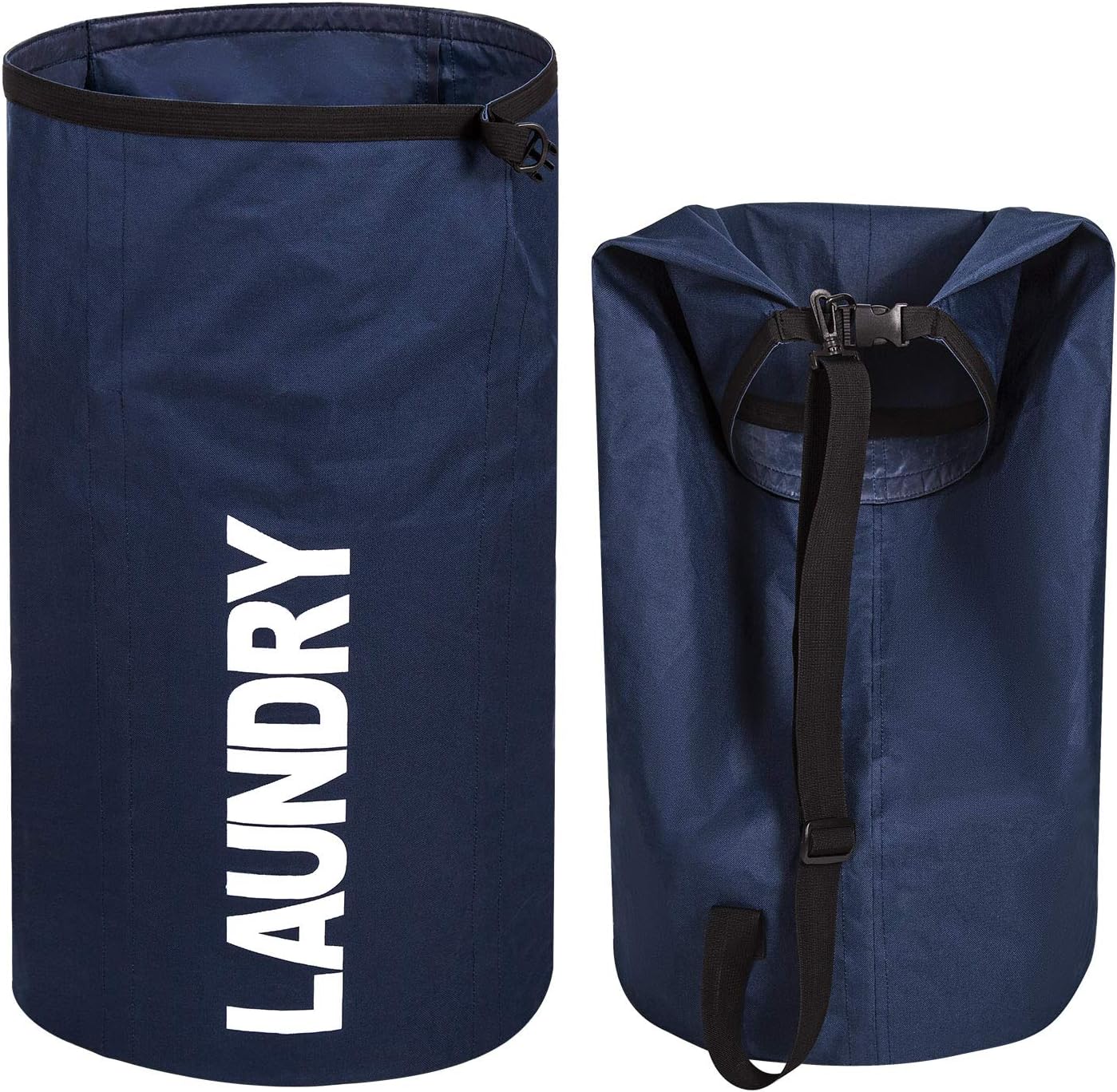 ZERO JET LAG Large Collapsible Laundry Hamper Tall Laundry Basket 6 Color 106L Round Dirty Clothes Hamper Foldable Waterproof Bag Standing Laundry Bin Heavy Duty Laundry Liners (Dark Blue)