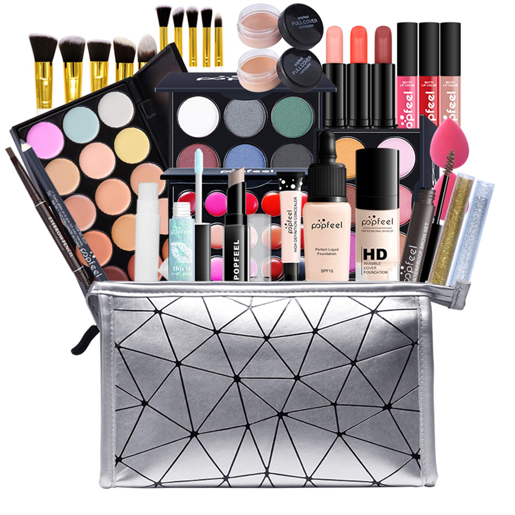 FantasyDay All-in-one Holiday Makeup Gift Set | Makeup Kit for Women Full Kit Cosmetic Essential Starter Bundle Include Eyeshadow Palette Lipstick Blush Foundation Concealer Face Powder Lipgloss Brush