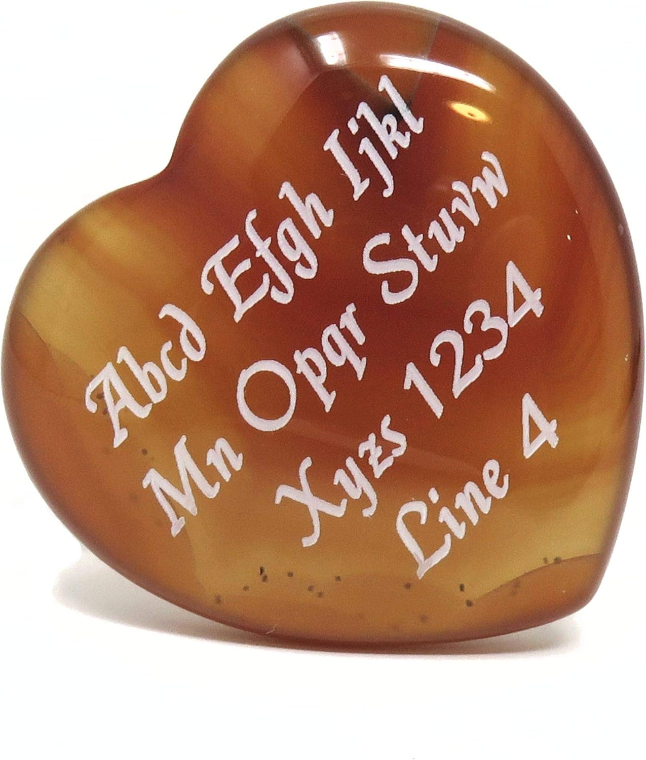 Indoor Fountains & Accessories - Innovative Surface Art Agate Stone Heart 35mm x 10mm Custom Engraved Personalized - No Holes - Pocket Love Stone - Party Favors - Gifts - Puff (Orange)