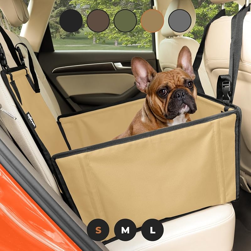 Wuglo Extra Stable Dog Car Seat with Seat Belt – Waterproof, 4 Straps