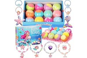 LISOTERA Girls Bath Bombs with Toys Inside for Kids, 12 Pcs Natural Mermaid Princess Bubble Bath Bomb with Jewelry Surprise Inside, Christmas Easter Basket Stuffer Valentines Day Birthday Gift Set
