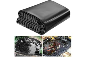 ALDMIO 10x15 ft Pond Liner, HDPE Thickness Fish Pond Liners for Outdoor Ponds, Ponds Liner for Waterfall, Fish or Koi, Streams Fountains