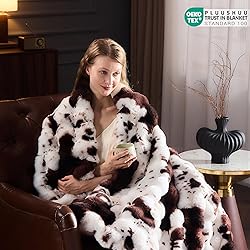 PLUUSHUU Faux Fur Throw Blanket for Couch, Fluffy