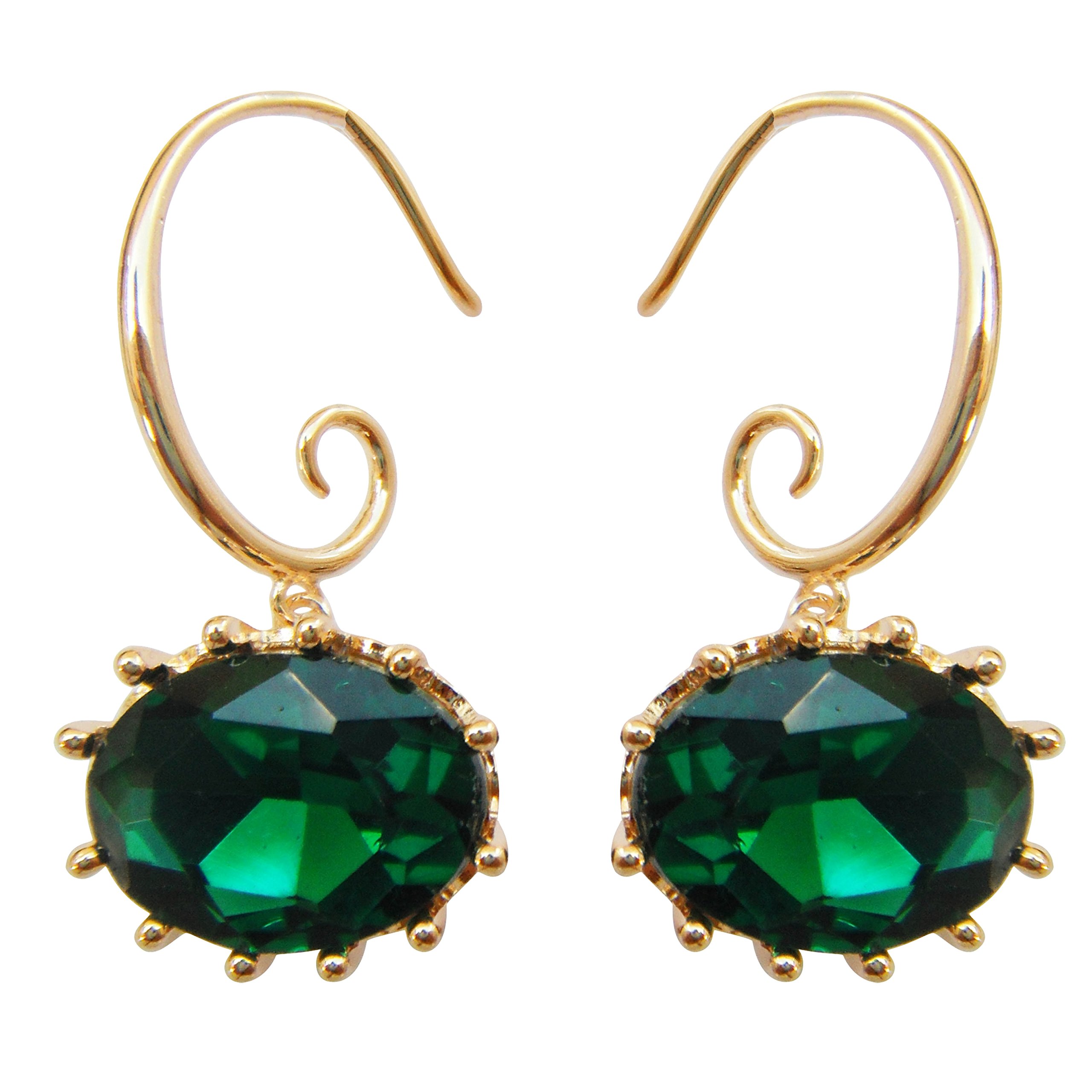 Navachi 18k Gold Plated Crystal Flower Basket Green Zircon Az1323e Dangle Drop Earrings