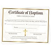 YHNTGB 50 Pcs Blank Baptism Certificates for Church 11 X 8.3 Inch Gold Foil | Baby Dedication Award,Shower Party Supplies, Present Decorations,Golden