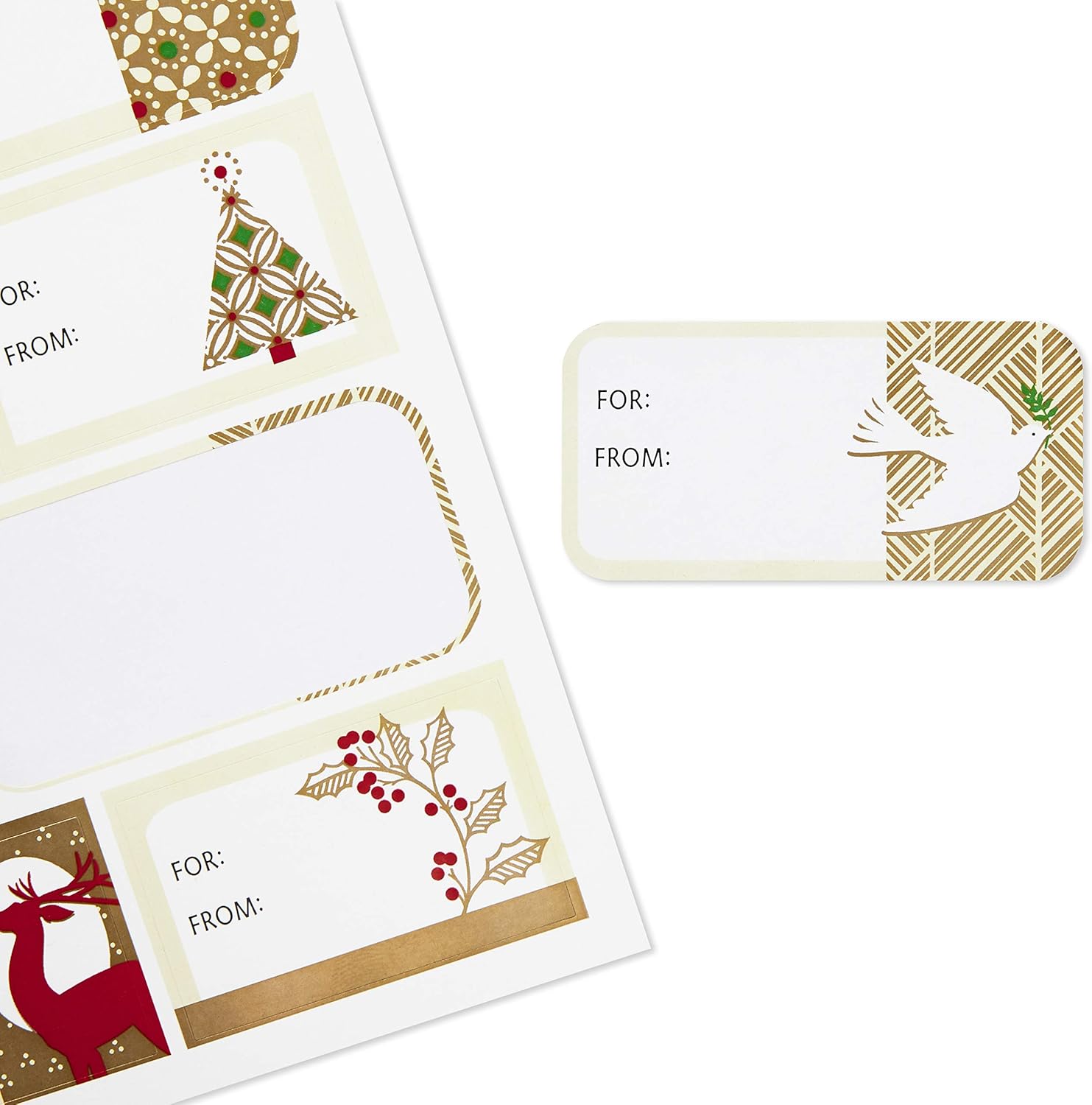 Hallmark Holiday Gift Tag Stickers (80 Labels; Elegant) Red, Gold, Blue: Kitchen & Dining