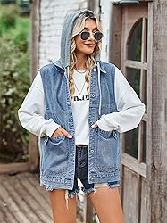 PAODIKUAI Women's Oversized Denim Vest Mid Long