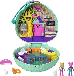 Polly Pocket Hedgehog Cafe Compact, Café & Pet Theme, Micro Polly Doll & Friend Doll, 2 Animal Figures (1 Cat with Tail Hair), Fun Features & Surprise Reveals, Great Gift for Ages 4 Years Old & Up