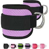Langmeil Fitness Ankle Straps for Cable Machines, 2 Pack Comfortable Adjustable Padded Ankle Wrist Cuffs, Kickback Glute Workouts for Men Women, D-Ring Leg Straps with Neoprene Padding