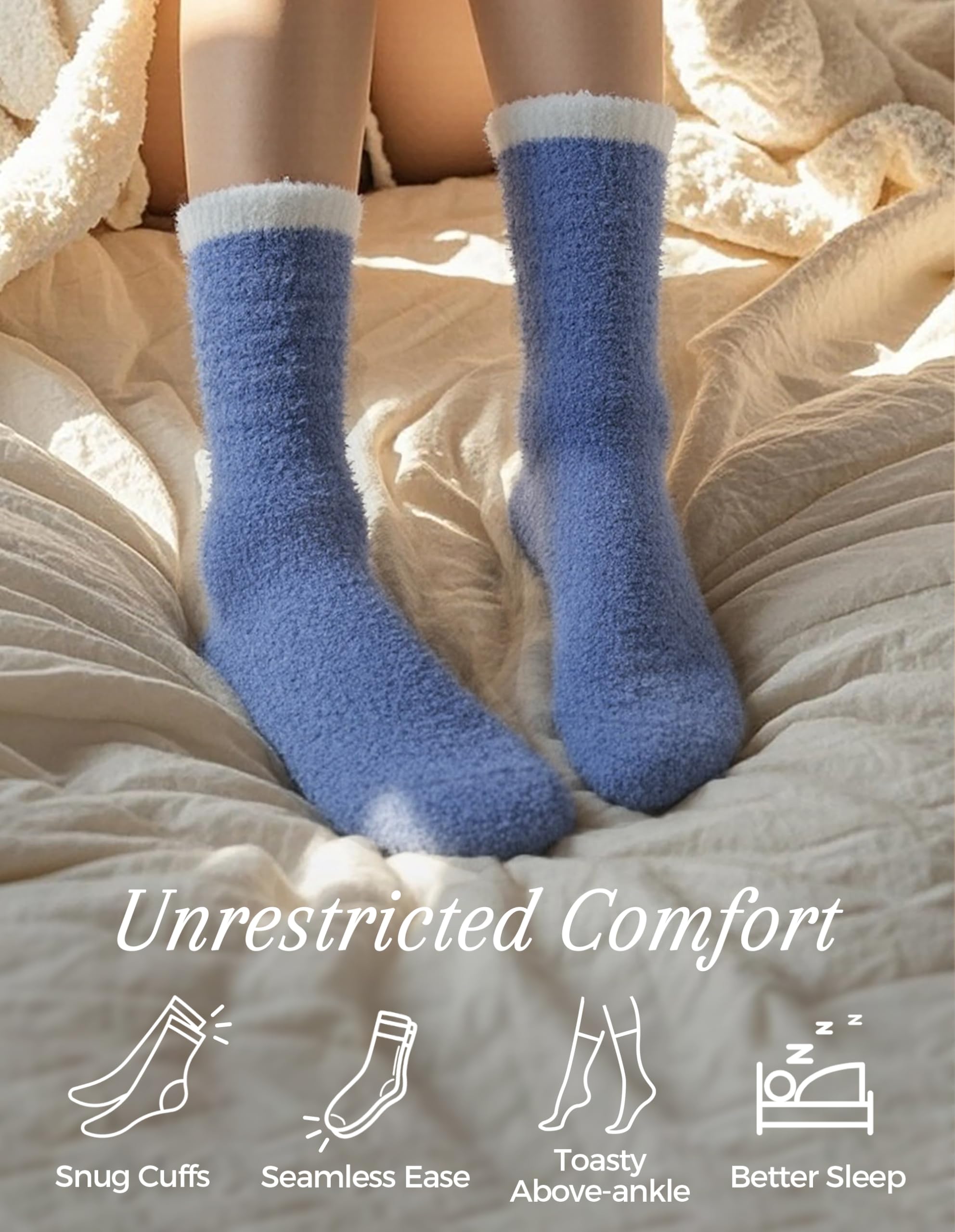 TEHOOK Warm & Cozy Gifts for Women, Stocking Stuufers, Fluffy Fuzzy Plush Sleeping Slipper Socks - Soft Warm Fabric