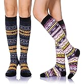 Eyean Women's Knee High Wool Socks Winter Thick Thermal Soft Comfy Over Knee Long High Socks 2 Pairs