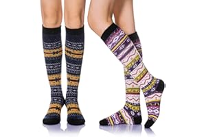Eyean Women's Knee High Wool Socks Winter Thick Thermal Soft Comfy Over Knee Long High Socks 2 Pairs