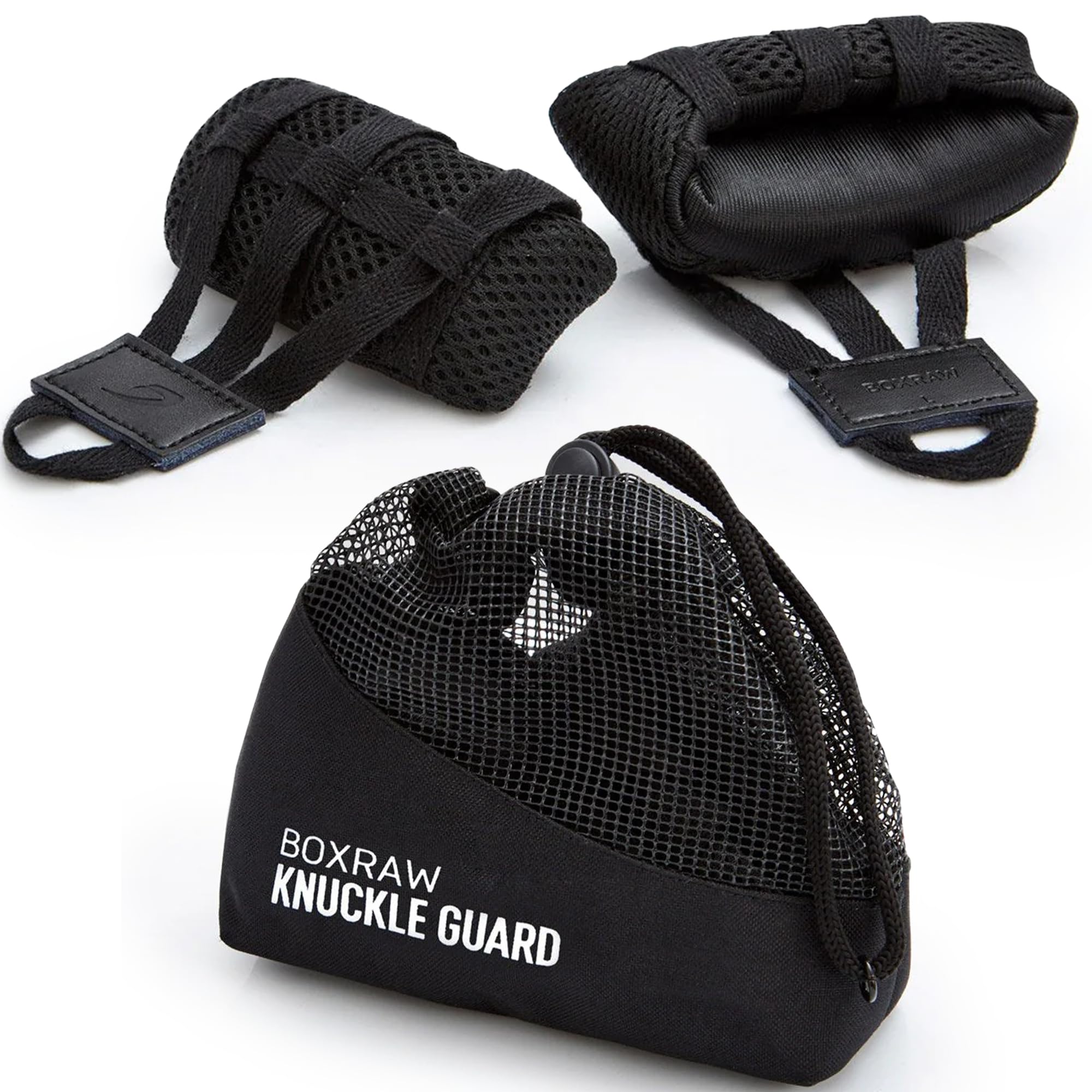 BOXRAW Knuckle Guards - Black - M - Professional Knuckle Protection for Boxing Inner Gloves - Padded Guards for Boxing MMA & Muay Thai with Wash Bag - Durable & Breathable - Left & Right Pair