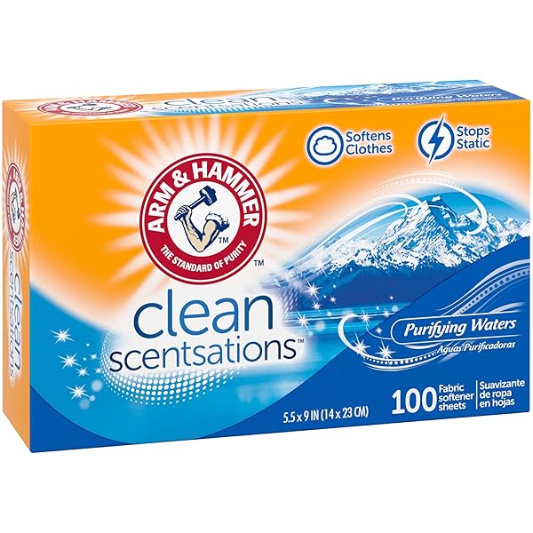 ARM & HAMMER FABRIC SOFTENER SHEETS, 100 SHEETS, PURIFYING WATERS