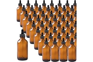 Easeen 48 Pack 4oz Amber Glass Dropper Bottles, Eye Dropper Bottles with Glass Droppers for Essential Oils, Perfumes(120ml, Amber)