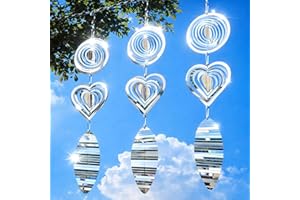 FACTEE Bird Deterrents for Outside, Reflective 3D Stainless Steel Wind Spinners, Garden Decor, Bird Scare Devices to Keep Woodpeckers, Pigeons Away from Your House, Patio, Orchards