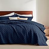 Bedsure Quilts Queen Size - Lightweight Bedspreads Queen Size with Basket Weave Pattern, Soft Quilt Bedding, Navy Comforter Coverlet for All Seasons (90" x 96")