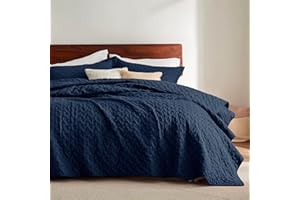 Bedsure King Size Quilt Set - Lightweight Summer Quilt King - Navy Bedspread King Size - Bedding Coverlet for All Seasons (includes 1 Quilt, 2 Pillow Shams)