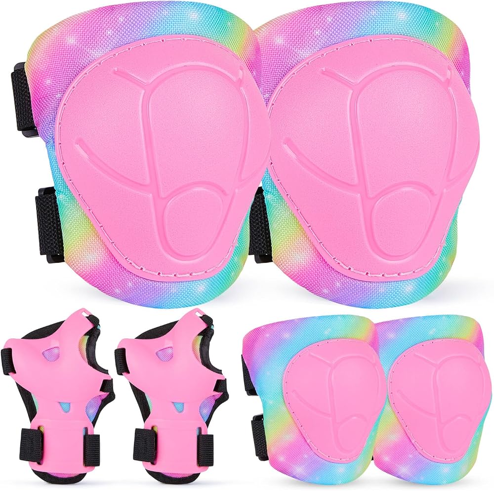 MHJY Kids Knee Elbow Wrist Protection Gear 7 in 1 Set 3-8 Years
