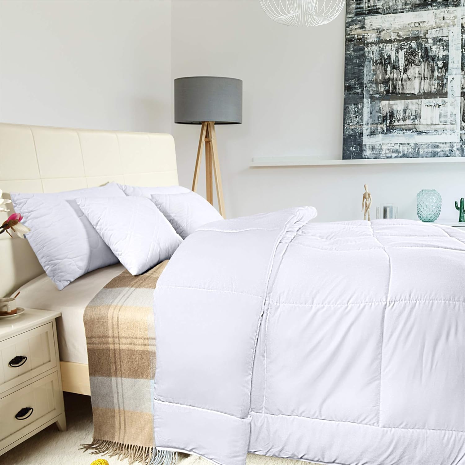 Utopia Bedding All Season Down Alternative Quilted Comforter Queen - Queen Duvet Insert with Corner Tabs - Machine Washable - Duvet Insert Stand Alone Comforter - Queen/Full - White: Home & Kitchen