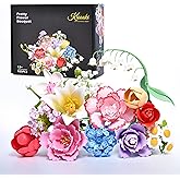 kioooki Flowers Bouquet Building Set for Adults, 13 Lifelike Artificial Flowers Building Set for Home Decor, Botanical-Themed Flower Bouquet for Valentines Mother's Day, 925 PCS (NO VASE)