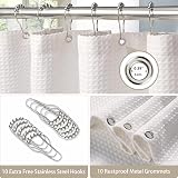 Shower Curtain 152x182cm White with Metal Hooks Heavy Duty view 4