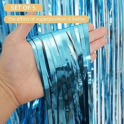 Ohiyoo 5 Pack Blue Fringe Backdrop 3.2ft x 8.2ft