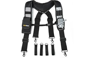 MELOTOUGH Magnetic Tool Belt Suspenders with Magnetic WristBand for Work Belt Padded Suspenders Constrcution