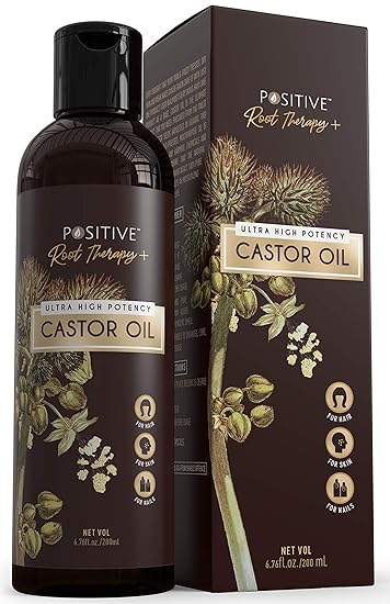 POSITIVE Castor Oil for Hair Growth, Skin Care, Moisturising Dry Skin, Nails, Eyelash | Root Therapy+ | Pure, Cold pressed | 200ml