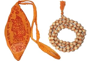 GRI9 Tulsi Holy Basil Prayer Beads Japa Mala Necklace 108 Beads Hand Knotted Tulsi Jaap Mala with Jaap Bag, Meditation and Yoga Accessory Blessed & Energized Hindu Tibetan Buddhist Subha Rosary