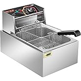VIVOHOME 2500W 10.6 QT Electric Deep Fryer with 6.3 QT Removable Basket, Temperature Adjustable 140-392℉