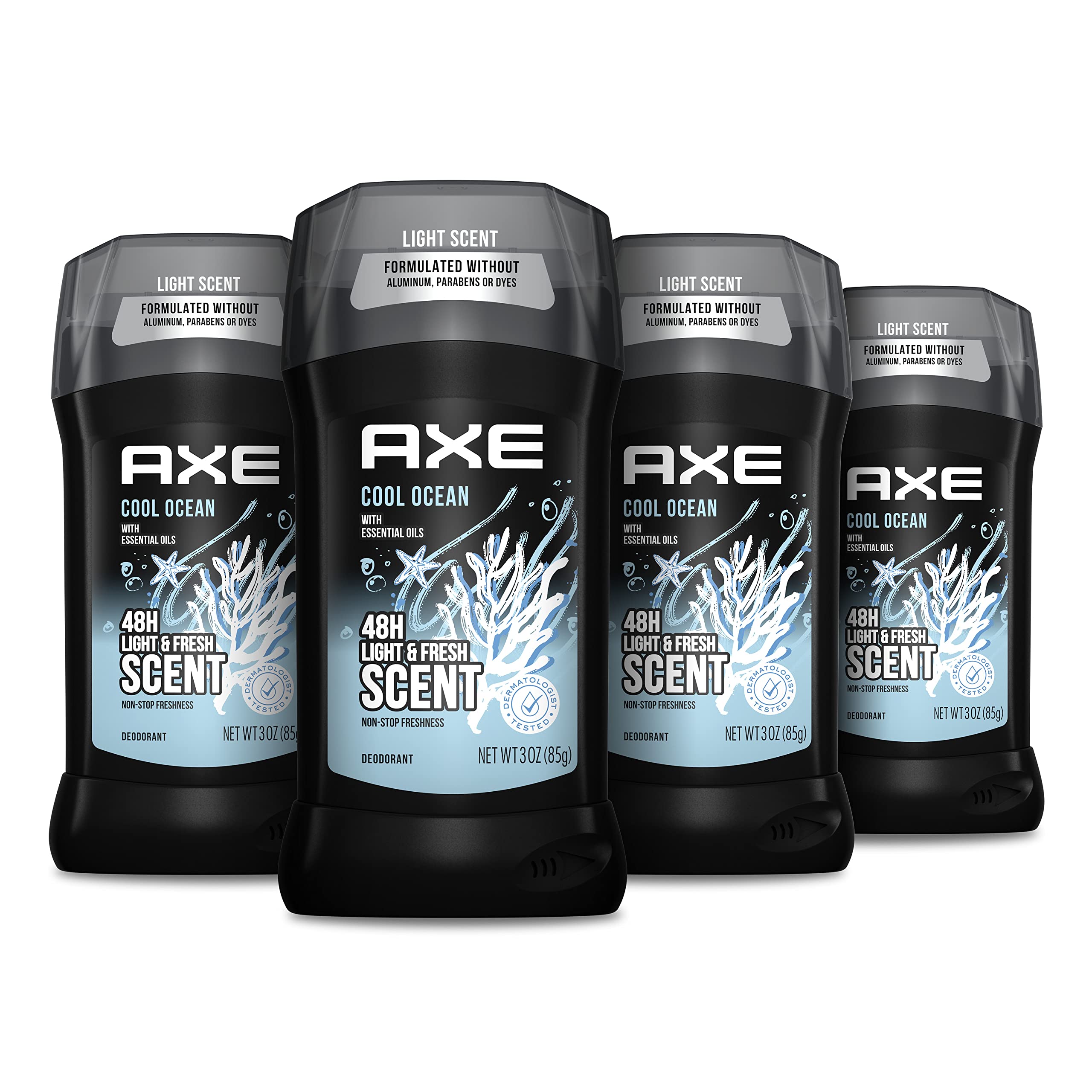 Photo 1 of AXE Deodorant Stick For Men For Long Lasting Odor Protection Cool Ocean All Day Fresh Scent Men's Deo, Aluminum Free 3oz 4 count