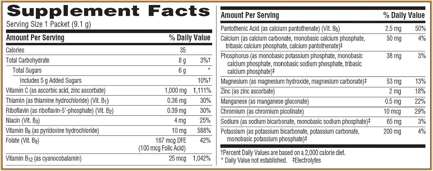 Emergen-C 1000mg Vitamin C Powder, with Antioxidants, B Vitamins and Electrolytes, Immunity Supplements for Immune Support, Caffeine Free Fizzy Drink Mix, Raspberry Flavor - 30 Count/1 Month Supply: Health & Personal Care