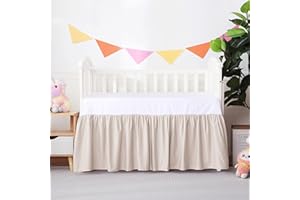Crib Skirt Dust Ruffle, 100% Egyptian Cotton 400 Thread Count Soft Breathable Crib Bedding Skirt for Baby, Boys and Girls, 52