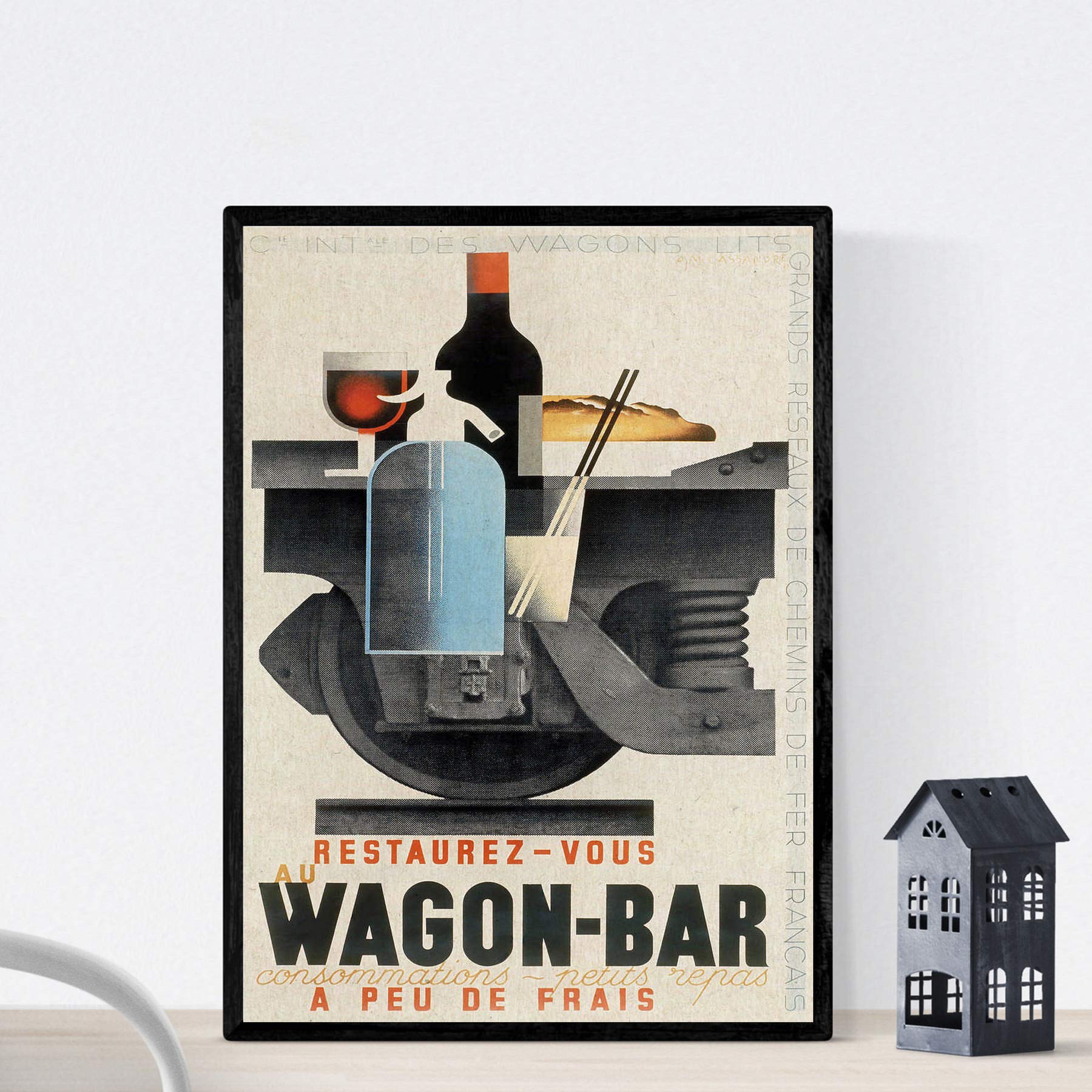 Nacnic Vintage Poster Vintage poster ad Wagon-Bar to Peu de Frais. A4 size