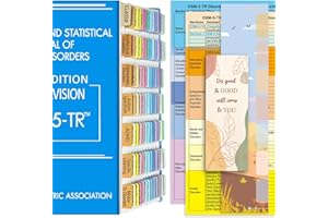 BCABO DSM-5-TR Index Tabs, 2022 Coded and Laminated DSM-V TR Tabs, Including 94 and 6 Blank Ones, with Alignment Guide and Bookmark