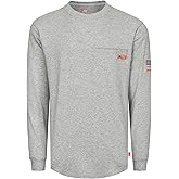VATRENUS FR Shirt for Men Crewneck Midweight Utility Pocket Fire Resistant Long Sleeve Work Shirts NFPA2112 CAT2