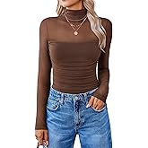 Avidlove Women Long Sleeve Bodysuit Turtle Neck Shapewear Body Suits Mesh One Piece Leotard Shirt Going Out Tops Fall Outfits