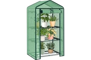 AlisisFores 3-Tier Greenhouse for Indoor and Outdoor Use, 4ft Tall Portable Mini Green House with Shelves, Zipper Door & PE Cover, for Seed Starting, Plants, Herbs, Balcony, Patio Gardening