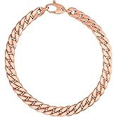 Floreo 14k Yellow Gold or White Gold or Rose Gold 6mm Classic Miami Cuban Link Chain Bracelet, 7.25 Inch